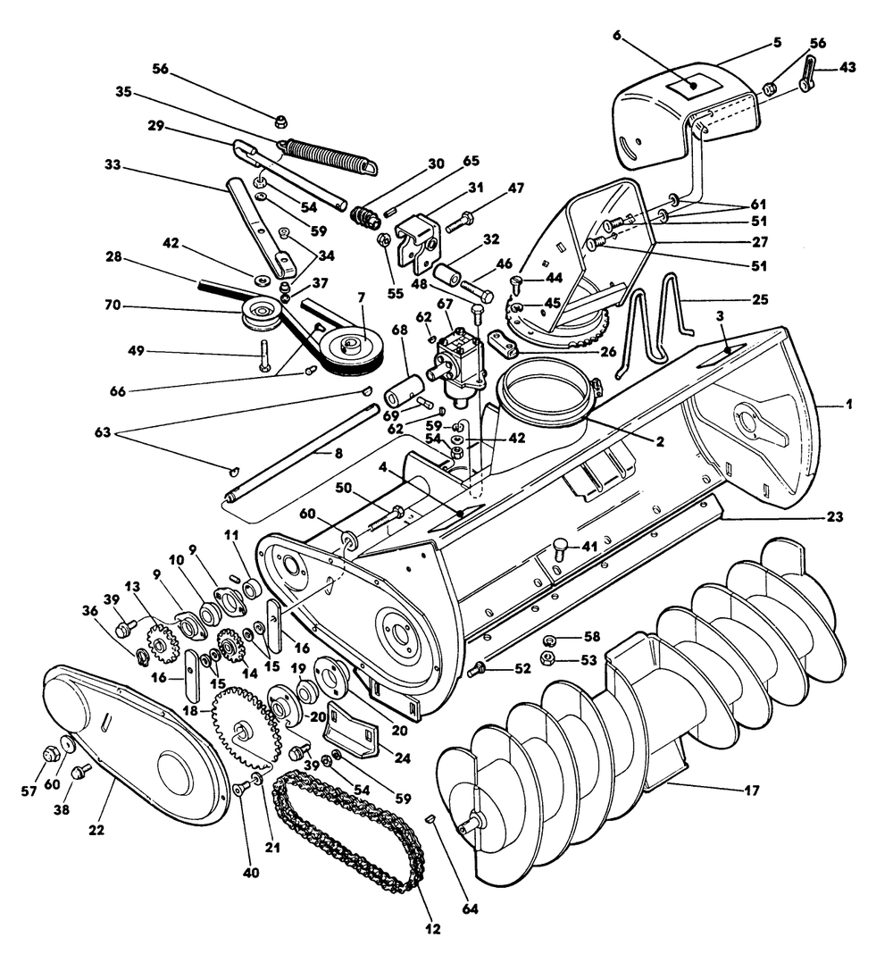 Collector Housing (Snowthower) Diagram and Parts List for 62542C (K00000001-K99999999)(1991) Lawn Boy Lawn Tractor